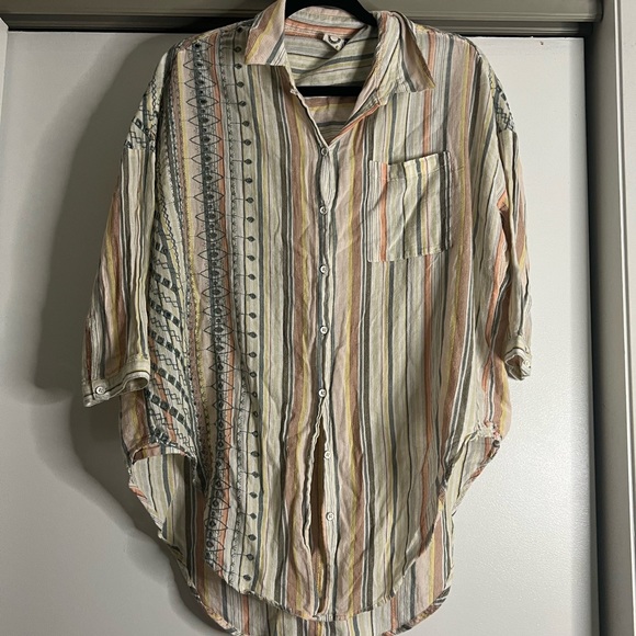 anthropologie akemi kin striped embroidered button down - Picture 4 of 9